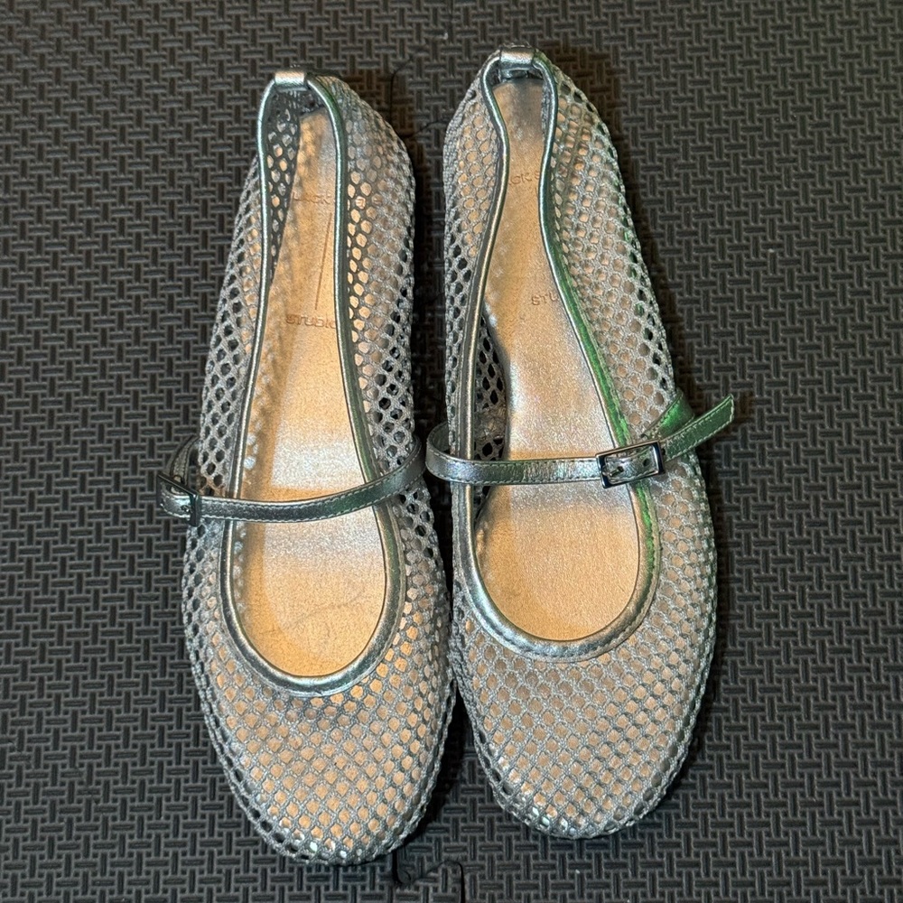 Vero Cuoio Black Mesh Mary Jane Flats